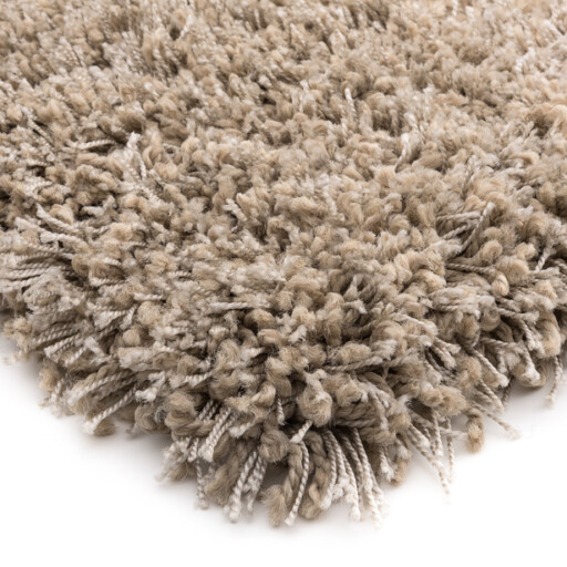 Hoogpolig vloerkleed effen - Shaggy Prime beige - close up hoek