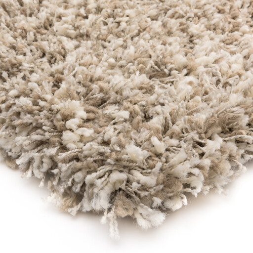 Hoogpolig vloerkleed Gemêleerd - Shaggy Prime wit/beige - close up hoek