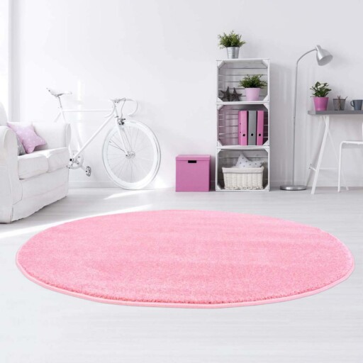 Rond vloerkleed kinderkamer effen Softpile - roze - sfeer, thumbnail