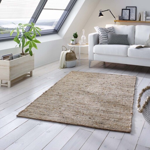 Wollen vloerkleed handweef Oslo - beige/crème - sfeer