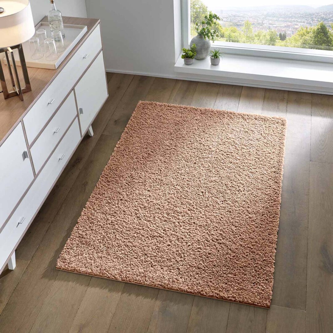 Hoogpolig vloerkleed effen Spectrum - beige - sfeer