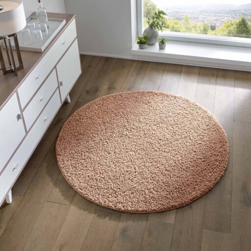 Rond vloerkleed hoogpolig effen Spectrum - beige - sfeer