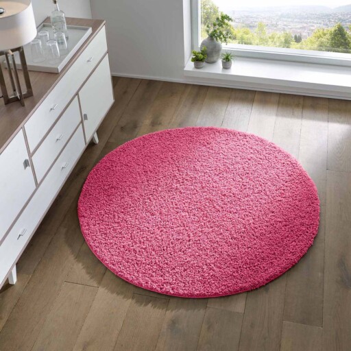 Rond vloerkleed hoogpolig effen Spectrum - roze - sfeer