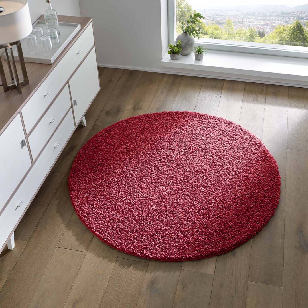 Rond vloerkleed hoogpolig effen Spectrum - rood - sfeer