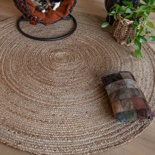 Jute vloerkleed rond - Boho & me - naturel - sfeer, thumbnail