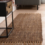 Jute vloerkleed chunky naturel bruin boven loper