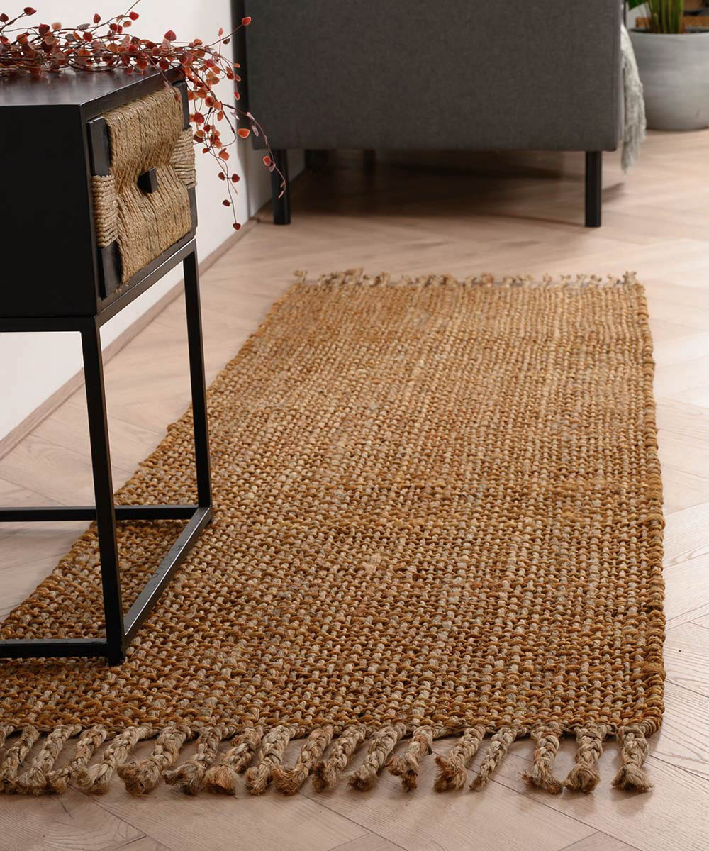 Jute vloerkleed chunky naturel goud loper