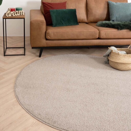 Rond vloerkleed Fine - beige - sfeer