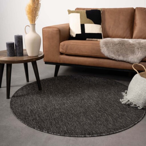 Rond vloerkleed Lush - antraciet - sfeer