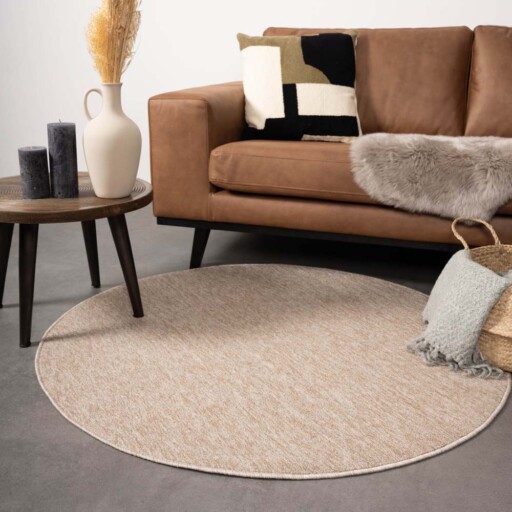 Rond vloerkleed Lush - beige - sfeer