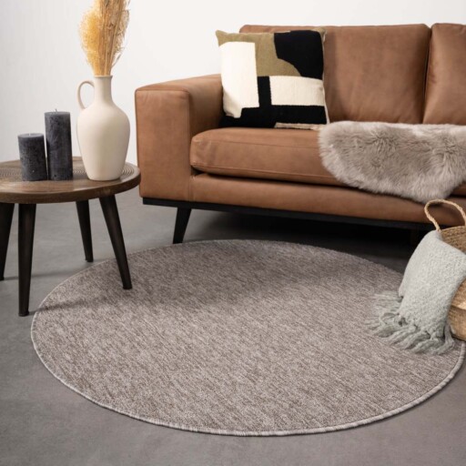 Rond vloerkleed Lush - taupe/lichtgrijs - sfeer