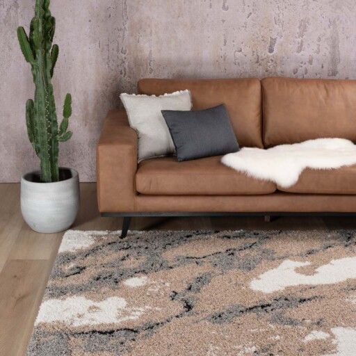 Hoogpolig vloerkleed Marble Artisan - beige - sfeer