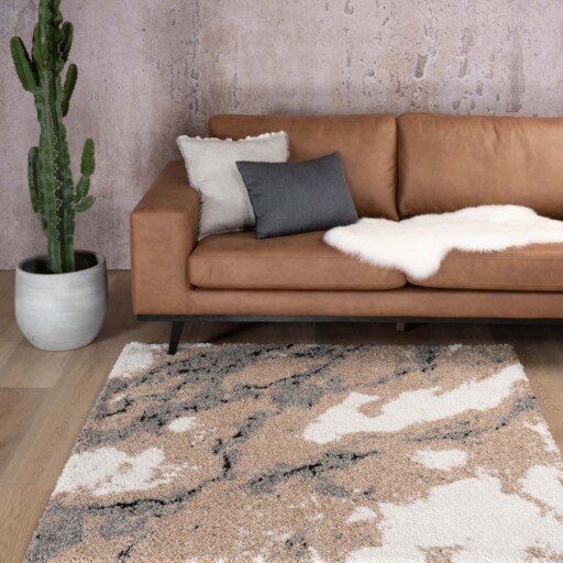 Vierkant hoogpolig vloerkleed Marble Artisan - beige - sfeer, thumbnail