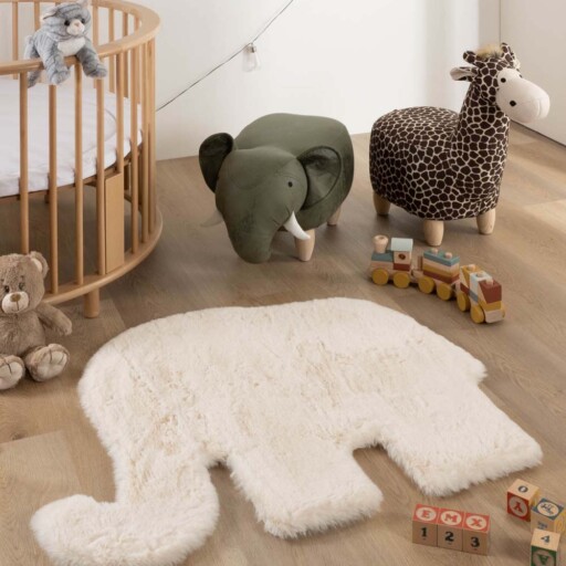 Kindervloerkleed Olifant - Fluffy crème - sfeer