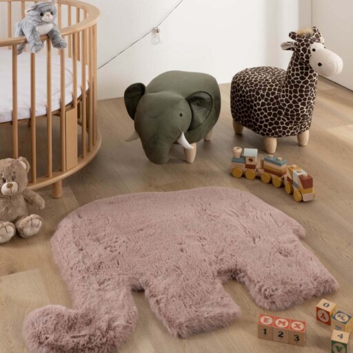 Kindervloerkleed Olifant - Fluffy roze - sfeer