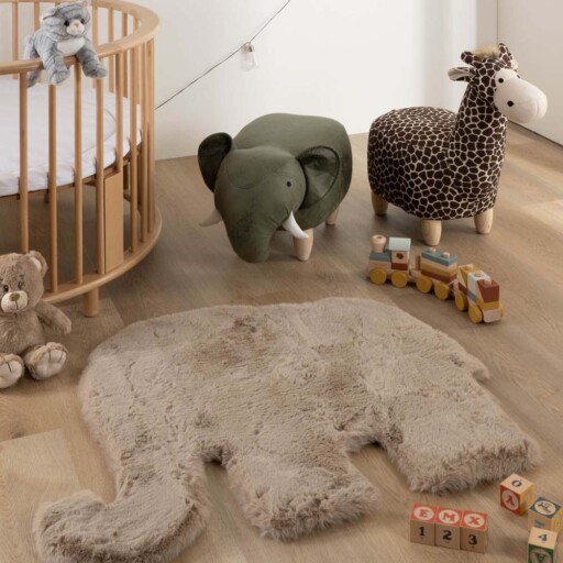 Kindervloerkleed Olifant - Fluffy taupe - sfeer, thumbnail