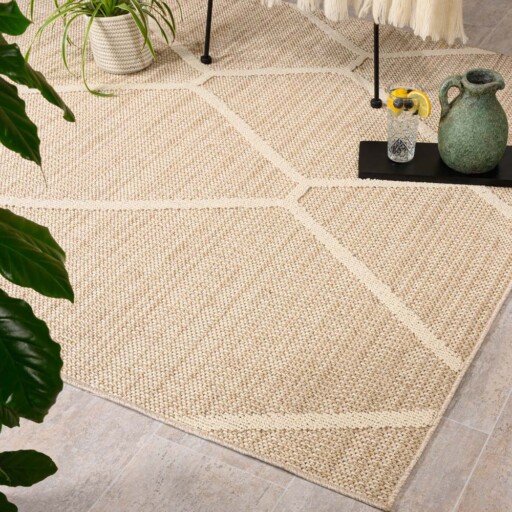 Jute buitenkleed - Lazo Diamond beige - sfeer