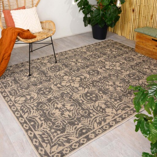 Buitenkleed Sunny Oriental - beige/zwart - sfeer