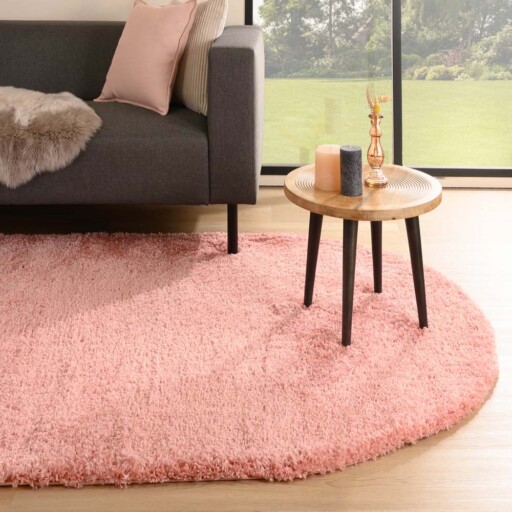 Ovaal hoogpolig vloerkleed - Cozy Shaggy - roze - sfeer