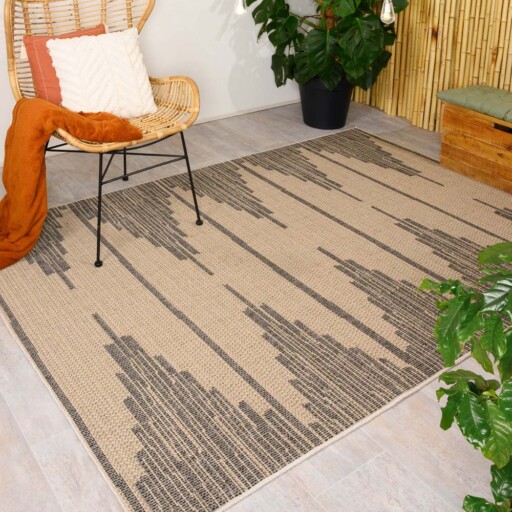 Jute buitenkleed Sunny Grotto - beige/zwart - sfeer