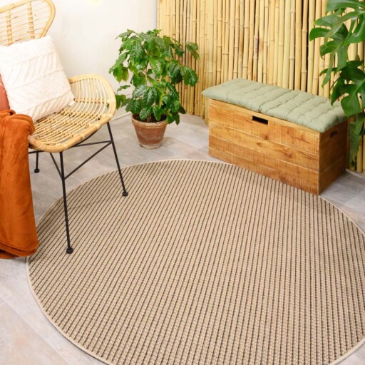 Rond jute buitenkleed Sunny - beige - sfeer