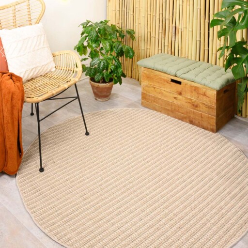 Rond jute buitenkleed Sunny - naturel - sfeer