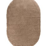 top view Hoogpolig vloerkleed ovaal Cozy Shaggy – beige