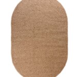 top view Hoogpolig vloerkleed ovaal Trend effen – beige