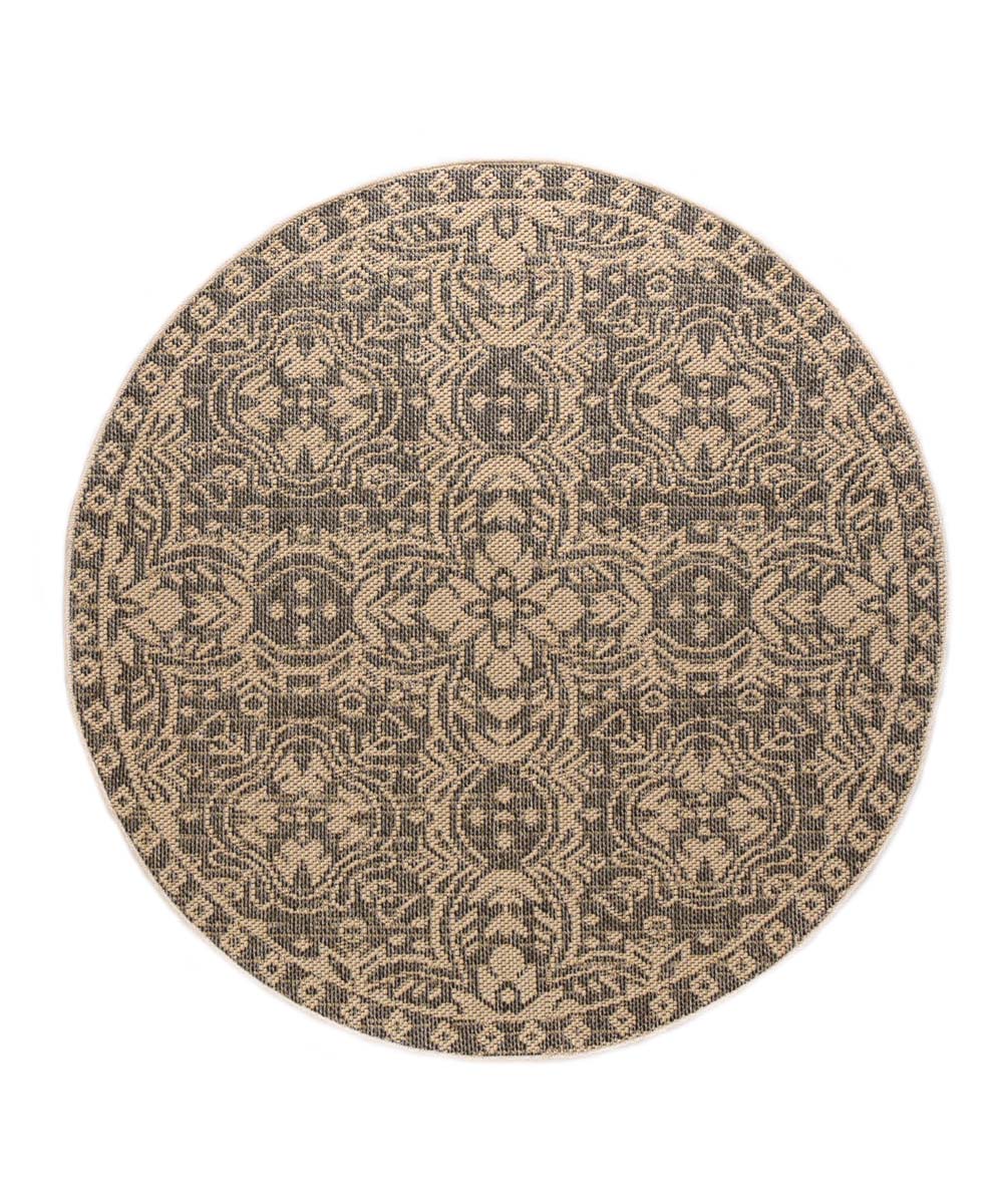 top view Rond buitenkleed Sunny Oriental – beige-zwart