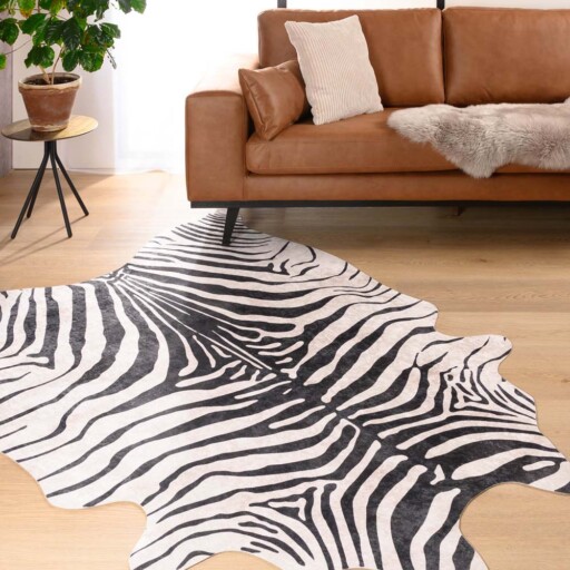 Zebra vloerkleed - Happy Zebra zwart/wit - sfeer, thumbnail