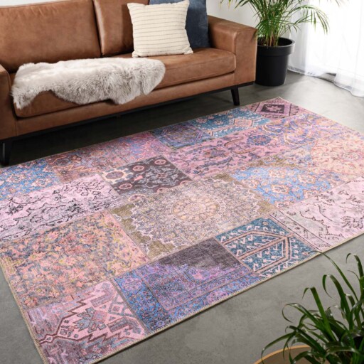 Patchwork vloerkleed - Fade Dreamer paars - sfeer