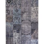 Patchwork vloerkleed – Fade Dreamer zwart-multi top view