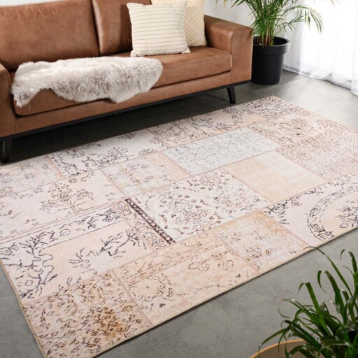 Patchwork vloerkleed - Fade Heritage beige - sfeer