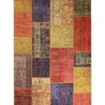 Patchwork vloerkleed – Fade Heritage rood-multi top view