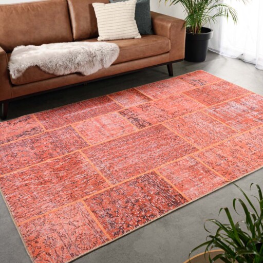 Patchwork vloerkleed - Fade Heritage terracotta - sfeer