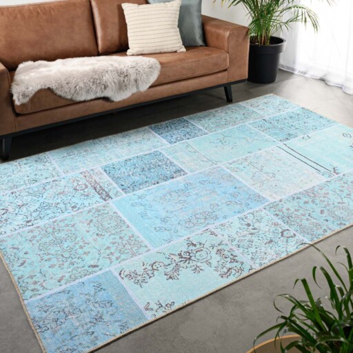 Patchwork vloerkleed - Fade Heritage turquoise - sfeer