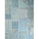 Patchwork vloerkleed – Fade Heritage turquoise top view