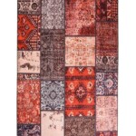 Patchwork vloerkleed – Fade No.1 rood-multi top view