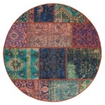 Rond patchwork vloerkleed – Fade No.1 multi top view