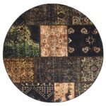 Rond patchwork vloerkleed – Fade No.1 olijfgroen top view