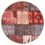 Rond patchwork vloerkleed – Fade No.1 rood-multi top view