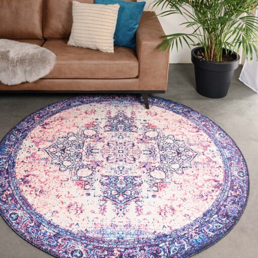 Rond vintage vloerkleed - Fade No.2 multi - sfeer