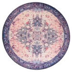 Rond vintage vloerkleed – Fade No.2 multi top view