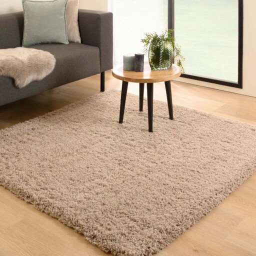 Vierkant hoogpolig vloerkleed - Cozy Shaggy - beige - sfeer