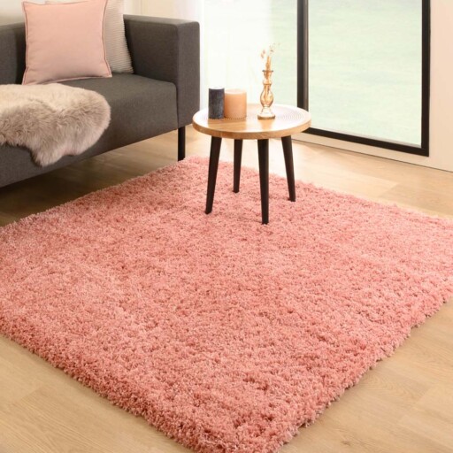 Vierkant hoogpolig vloerkleed - Cozy Shaggy - roze - sfeer