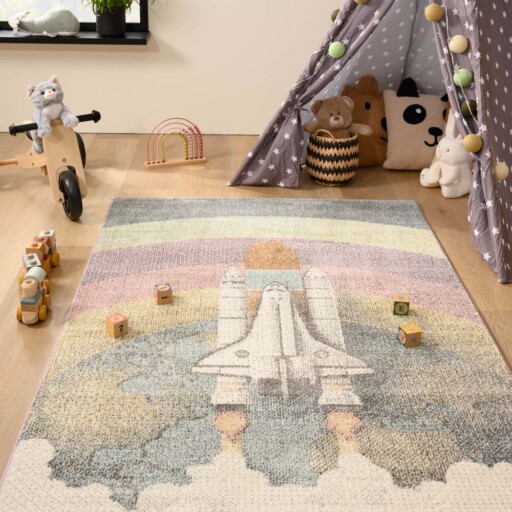 Vloerkleed kinderkamer raket - Dreams multi