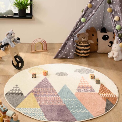 Rond vloerkleed kinderkamer Tipi - Snoozy multi