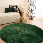 Rond velours vloerkleed flair – jade