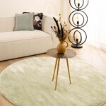 Rond velours vloerkleed flair – mint