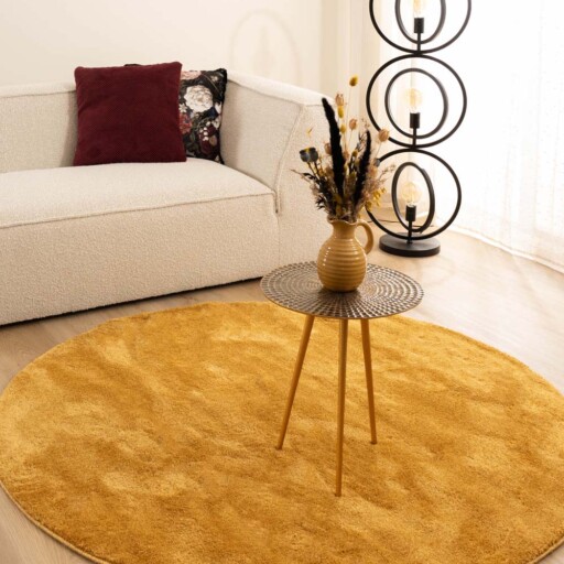 Velours vloerkleed rond - Flair goud